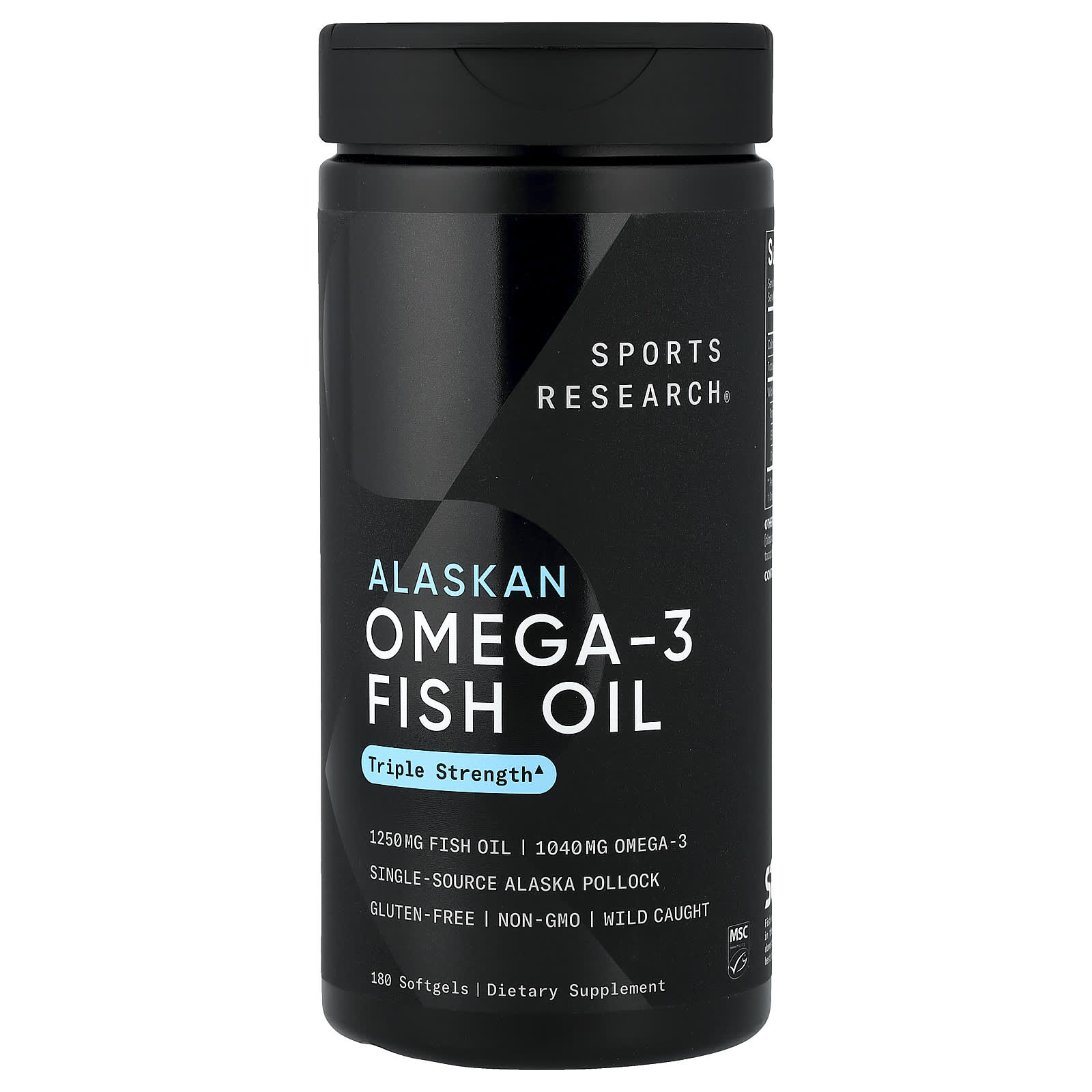Рыбий жир Sports Research Alaskan Omega-3 Triple Strength, 180 мягких капсул