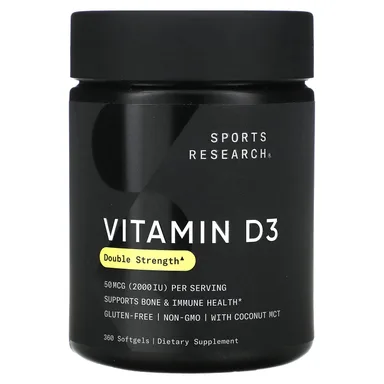 Фото товара: Витамин D3 Sports Research, 50 мкг (2000 МЕ), 360 мягких капсул