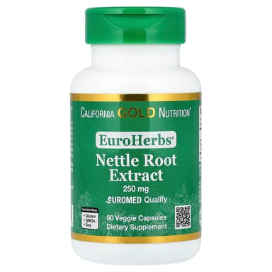 Корень крапивы California Gold Nutrition EuroHerbs® Euromed Quality, 250 мг, 60 растительных капсул