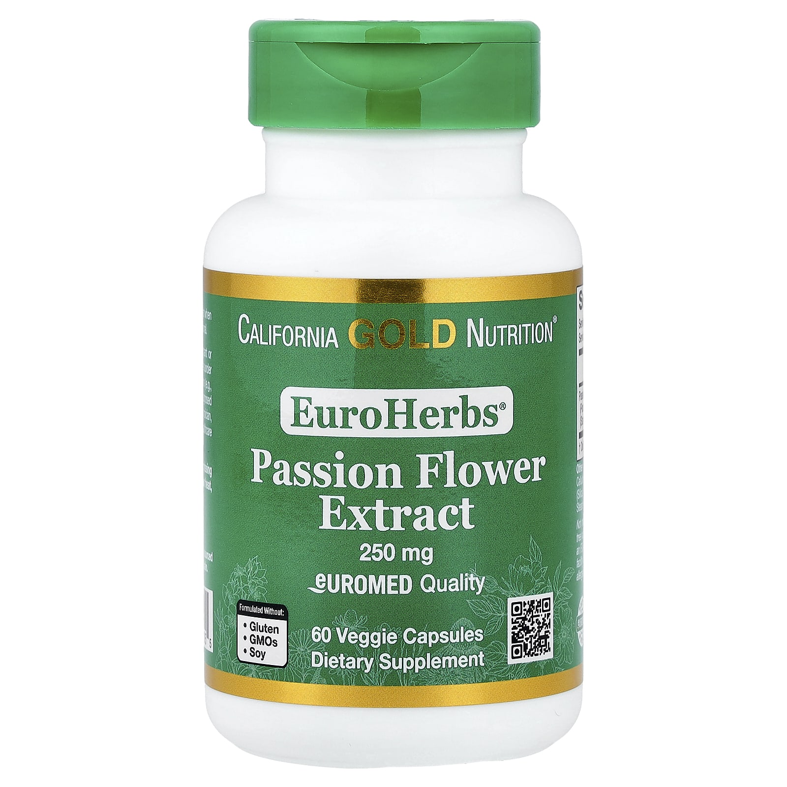 Пассифлора California Gold Nutrition EuroHerbs® Euromed Quality, 250 мг, 60 растительных капсул — фото 5