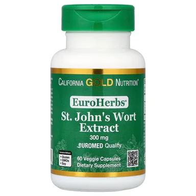 Фото товара: Зверобой California Gold Nutrition EuroHerbs™ Extract Euromed Quality, 300 мг, 60 растительных капсул