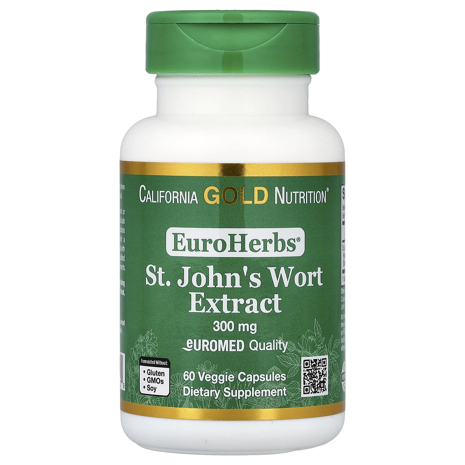 Зверобой California Gold Nutrition EuroHerbs™ Extract Euromed Quality, 300 мг, 60 растительных капсул — фото 3