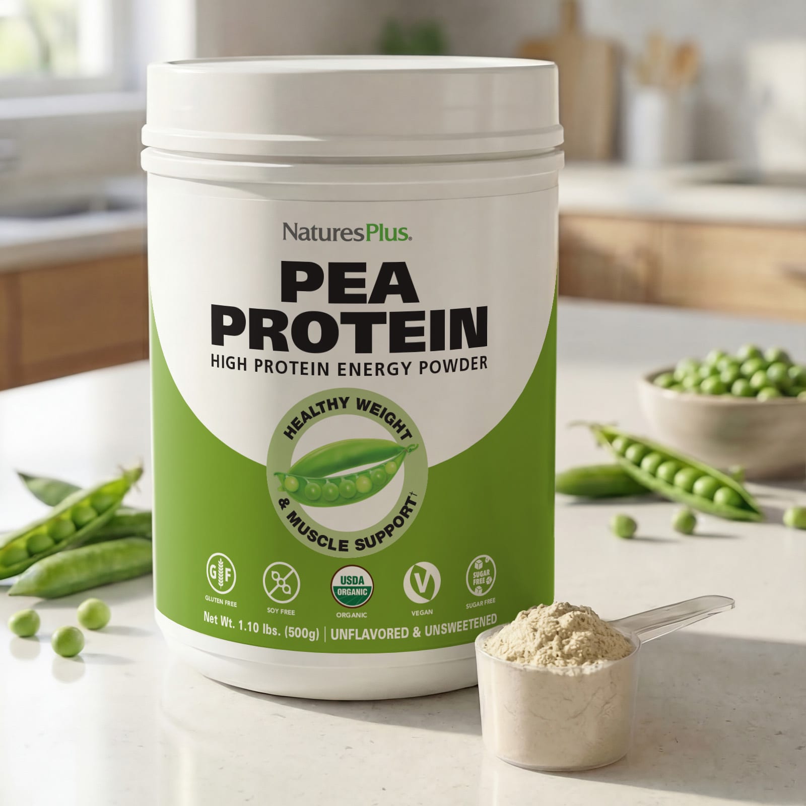 Гороховый протеин NaturesPlus, без вкуса, 500 г — фото 5