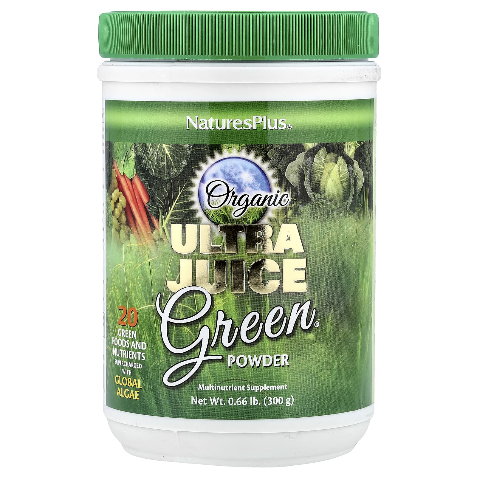 Порошок NaturesPlus Organic Ultra Juice Green®, 300 г, 0.
