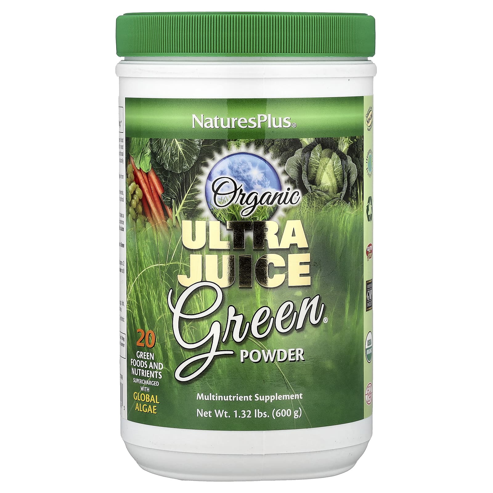 Порошок NaturesPlus Organic Ultra Juice Green, 600 г