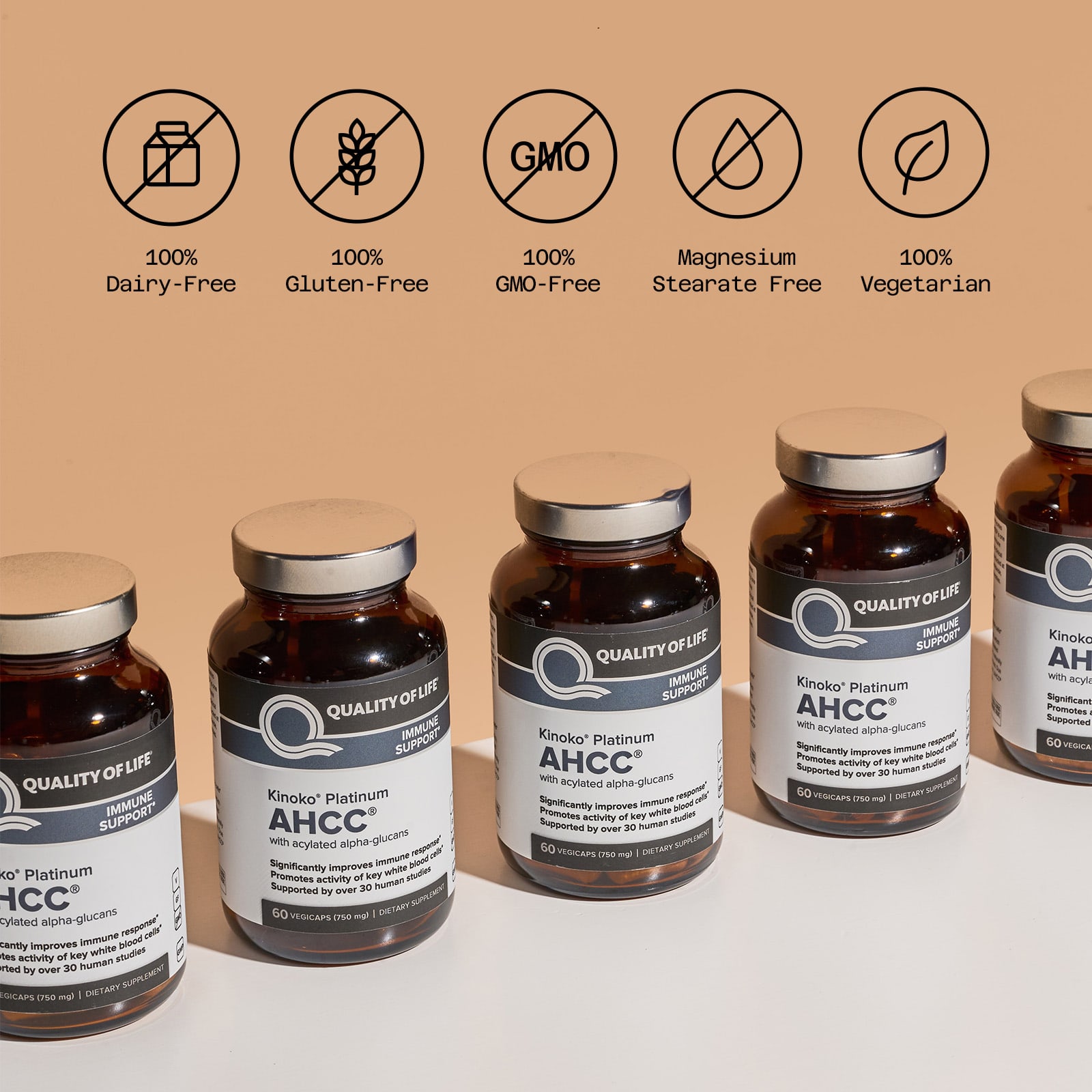 AHCC Quality of Life Kinoko® Platinum®, оттенок 60 Vegicaps — фото 4