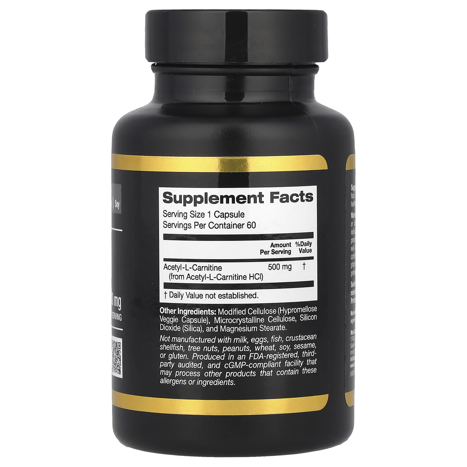 Ацетил-L-карнитин California Gold Nutrition Acetyl-L-Carnitine, 500 мг, 60 растительных капсул — фото 2