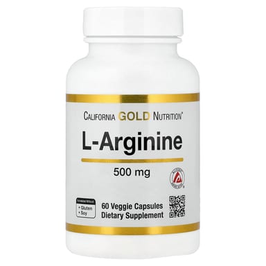 L-аргинин California Gold Nutrition L-Arginine, 500 мг, 60 растительных капсул