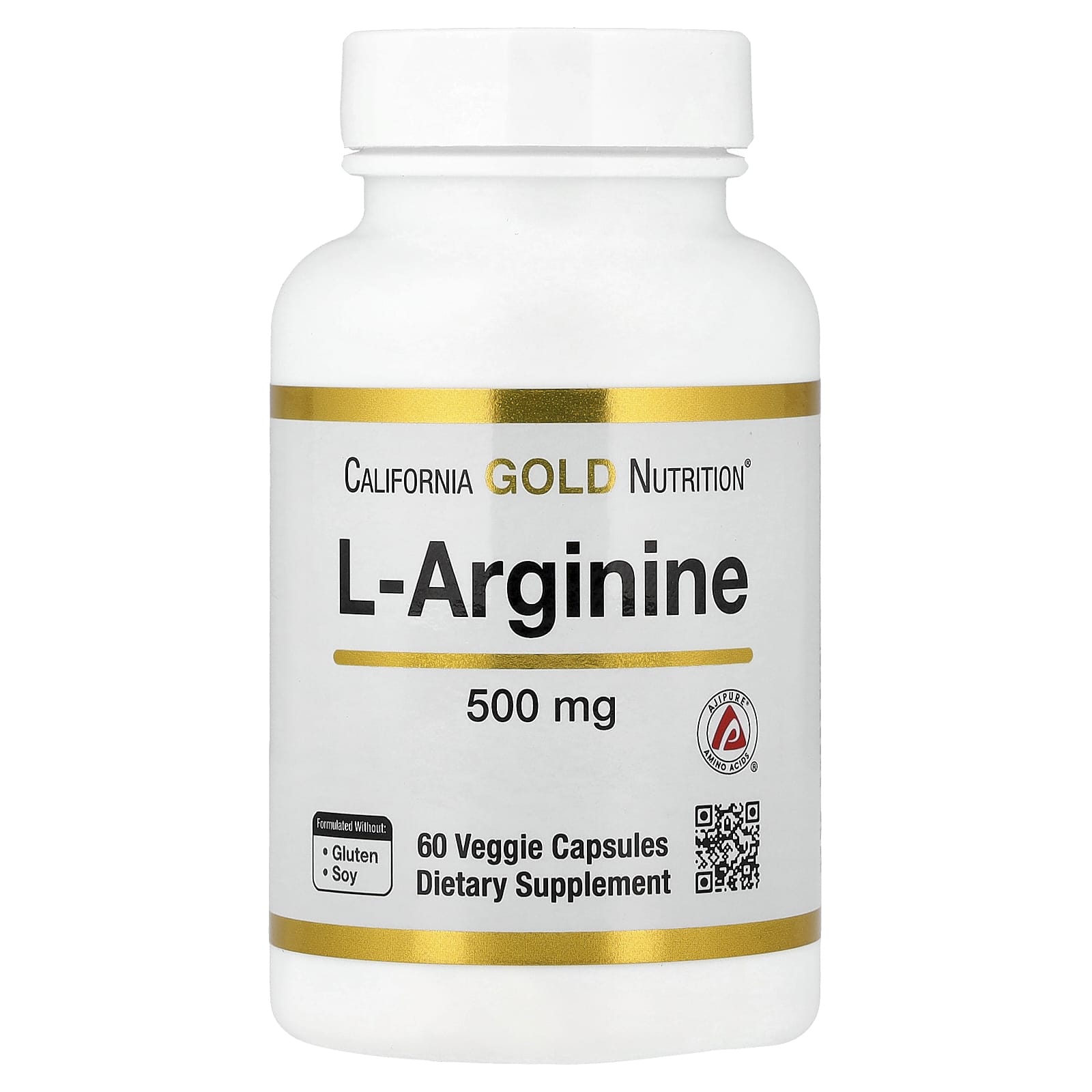 L-аргинин California Gold Nutrition L-Arginine, 500 мг, 60 растительных капсул — фото 4