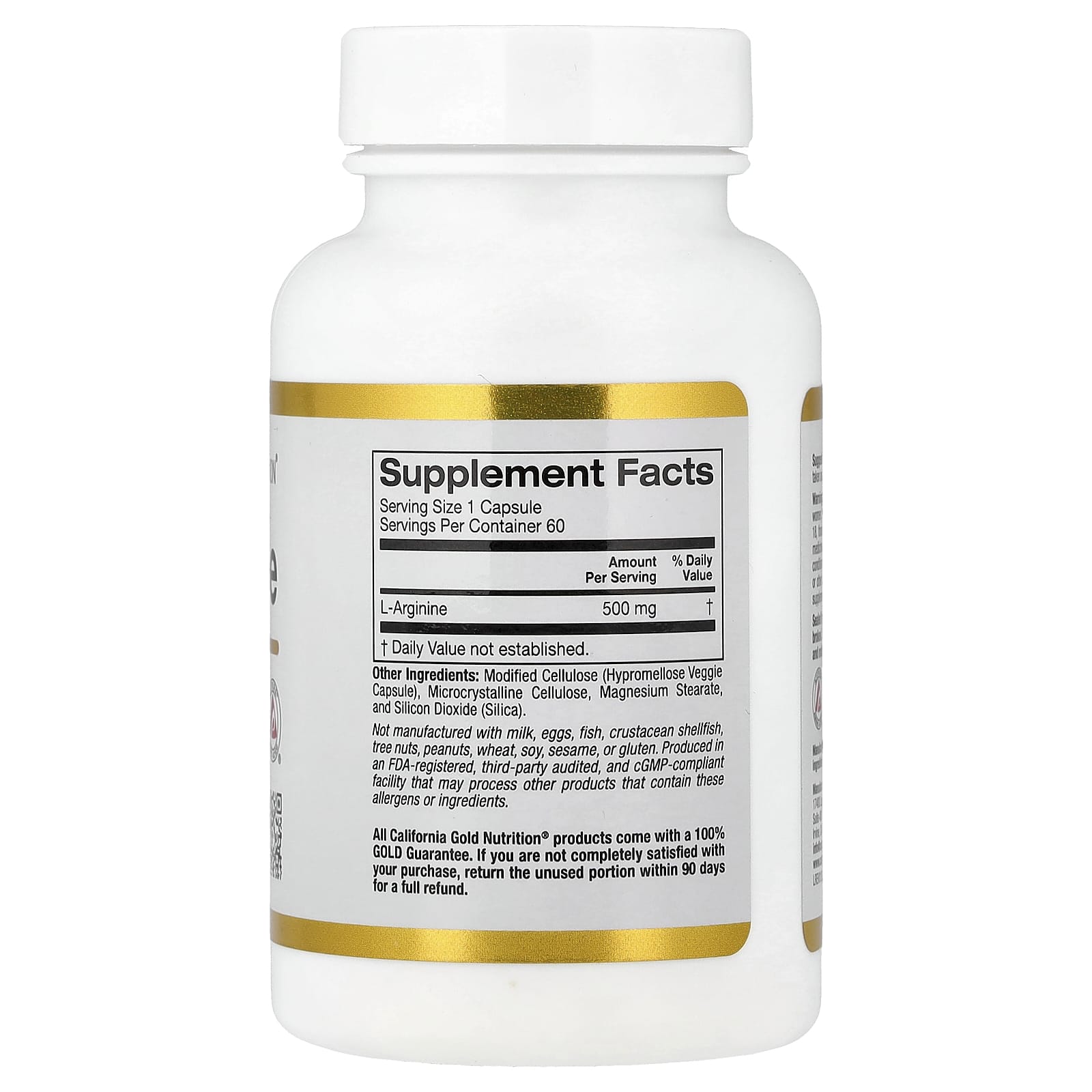 L-аргинин California Gold Nutrition L-Arginine, 500 мг, 60 растительных капсул — фото 5