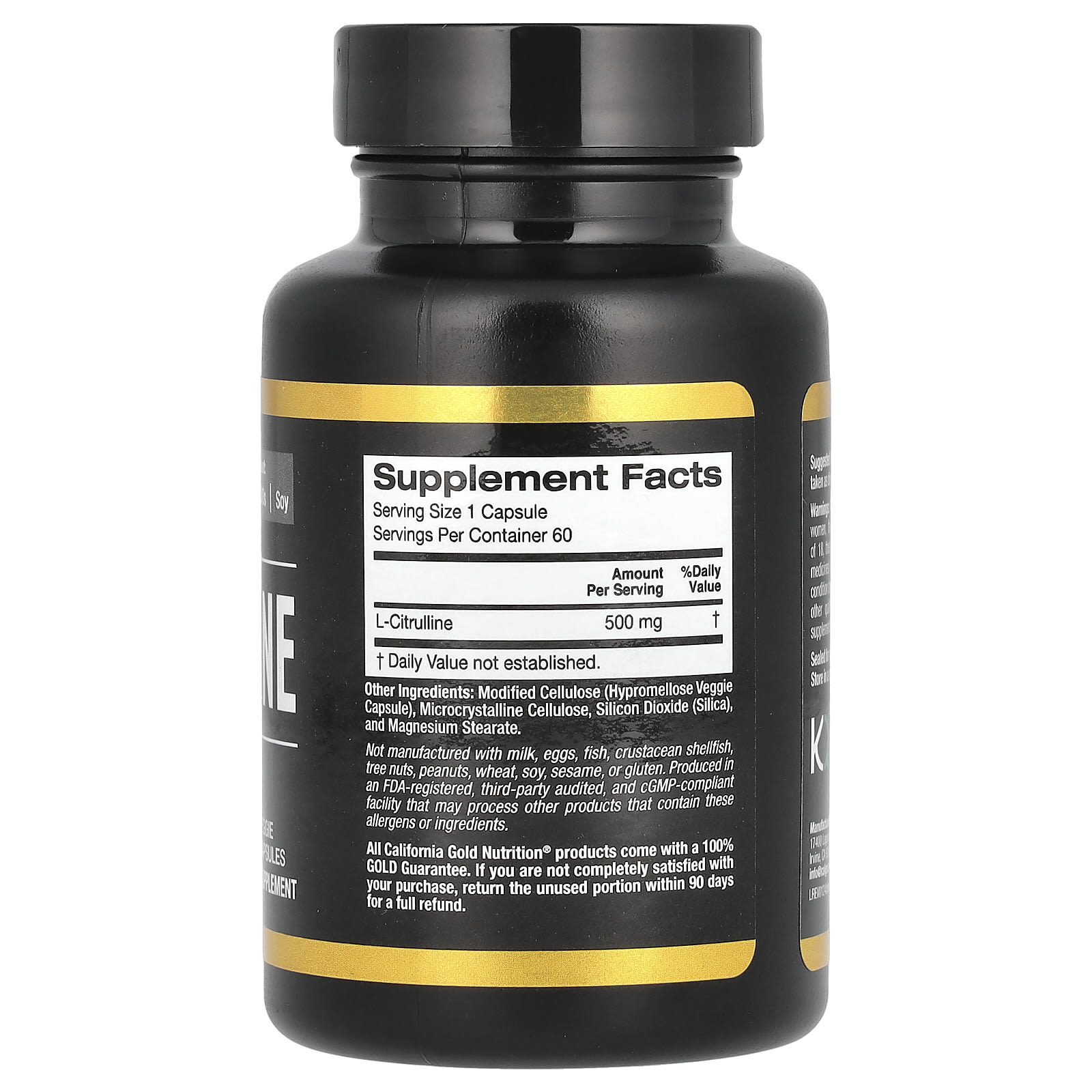 L-цитруллин California Gold Nutrition Sport L-Citrulline Kyowa Hakko, 500 мг, 60 растительных капсул — фото 3