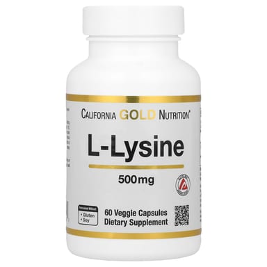 L-лизин California Gold Nutrition L-Lysine, 500 мг, 60 растительных капсул