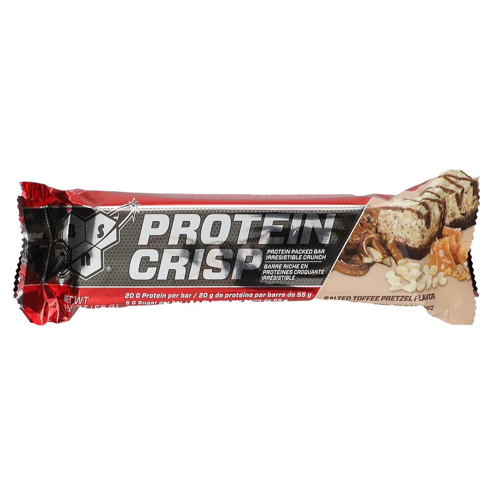 Протеин BSN Crisp Salted Toffee Pretzel, 55 г, 12 шт., батончик