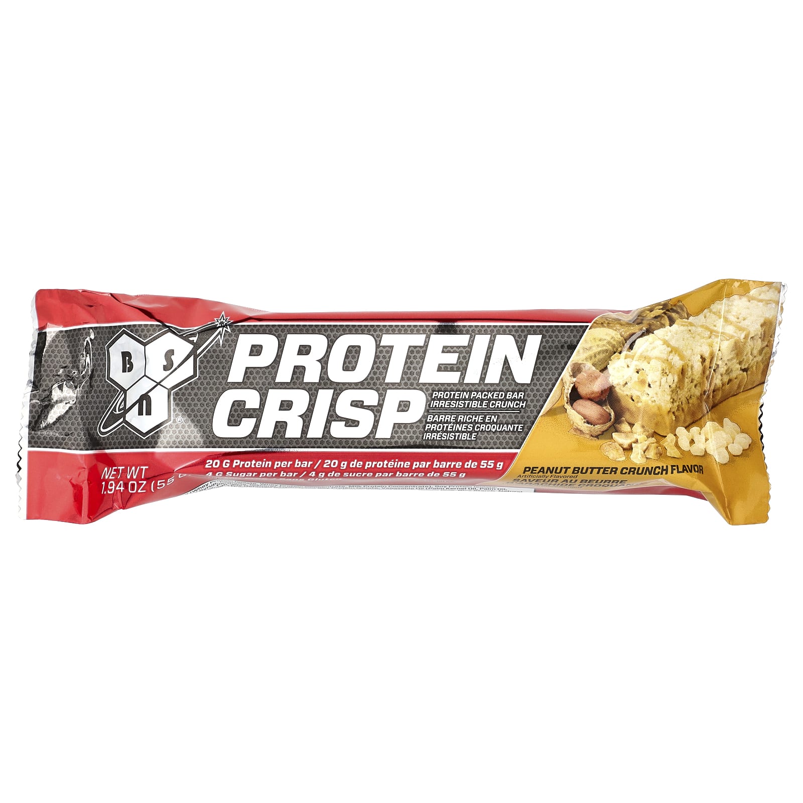 Арахисовая паста BSN Protein Crisp Crunch, 55 г, 12 шт., батончик — фото 3
