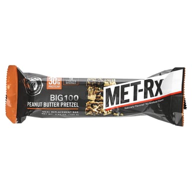 Арахисовая паста MET-Rx Big 100 Meal Replacement Bar Pretzel, 100 г, 9 шт., батончик