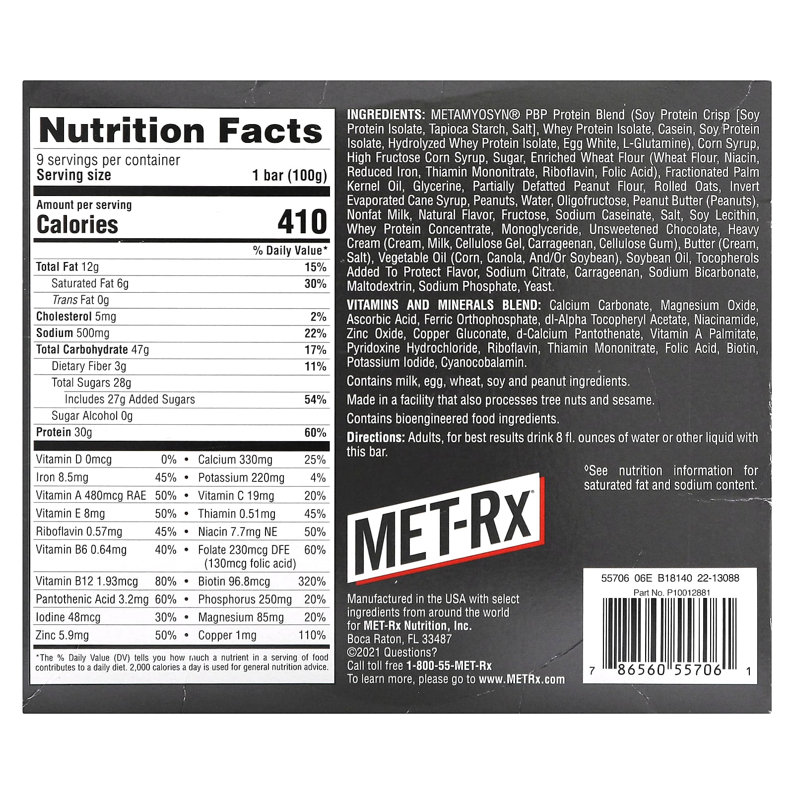 Арахисовая паста MET-Rx Big 100 Meal Replacement Bar Pretzel, 100 г, 9 шт., батончик — фото 3