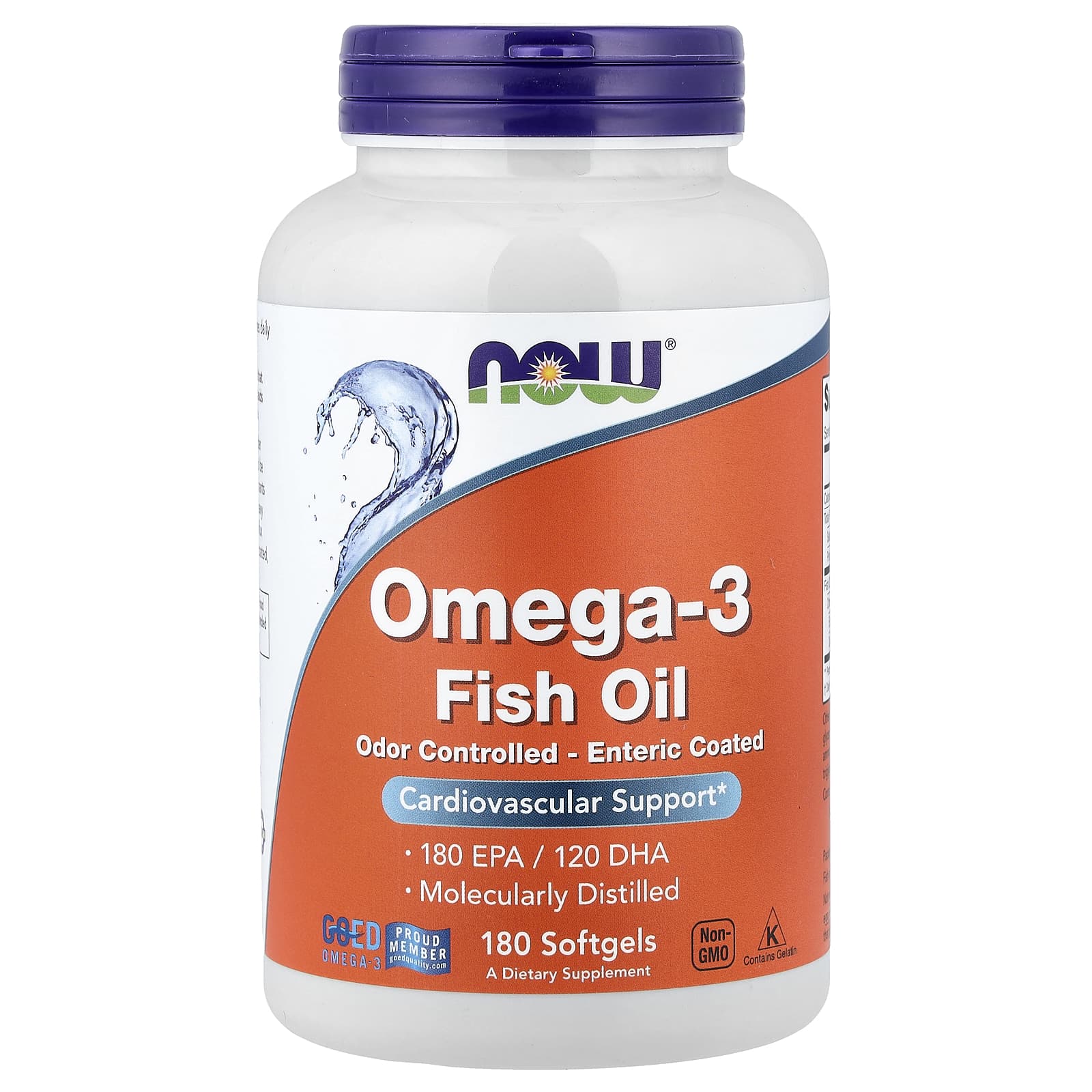 Рыбий жир NOW Foods Omega-3, 180 мягких капсул