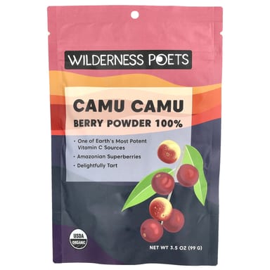 Порошок каму-каму Wilderness Poets, вкус Organic Camu Camu Berry Powder, 99 г