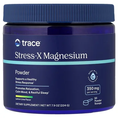 Фото товара: Магний Trace Stress-X Powder, вкус «лимон и лайм», 224 г, порошок