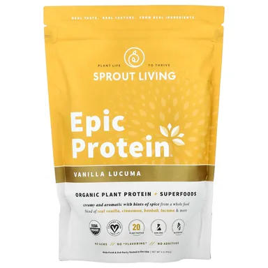 Фото товара: Растительный протеин Sprout Living Epic Protein® Organic Superfoods, Vanilla Lucuma, 456 г