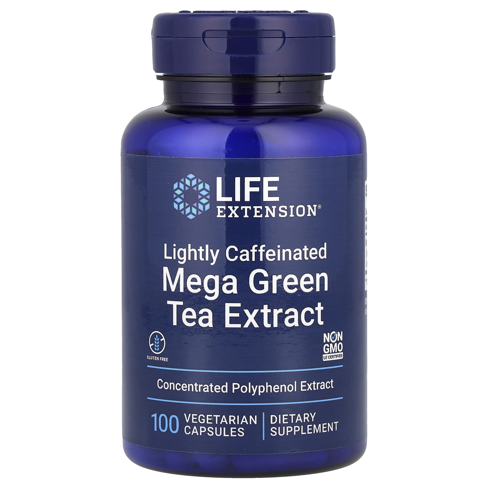 Зеленый чай Life Extension Mega Extract Lightly Caffeinated, 725 мг, 100 растительных капсул