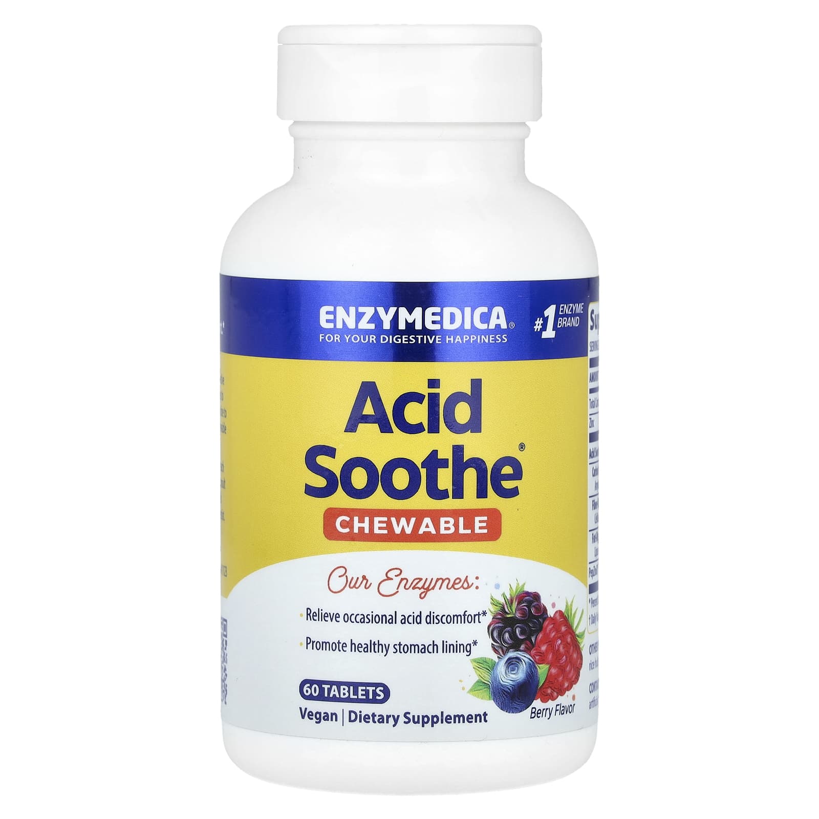 Комплекс Acid Soothe Enzymedica® Chewable, вкус Berry, 60 таблеток