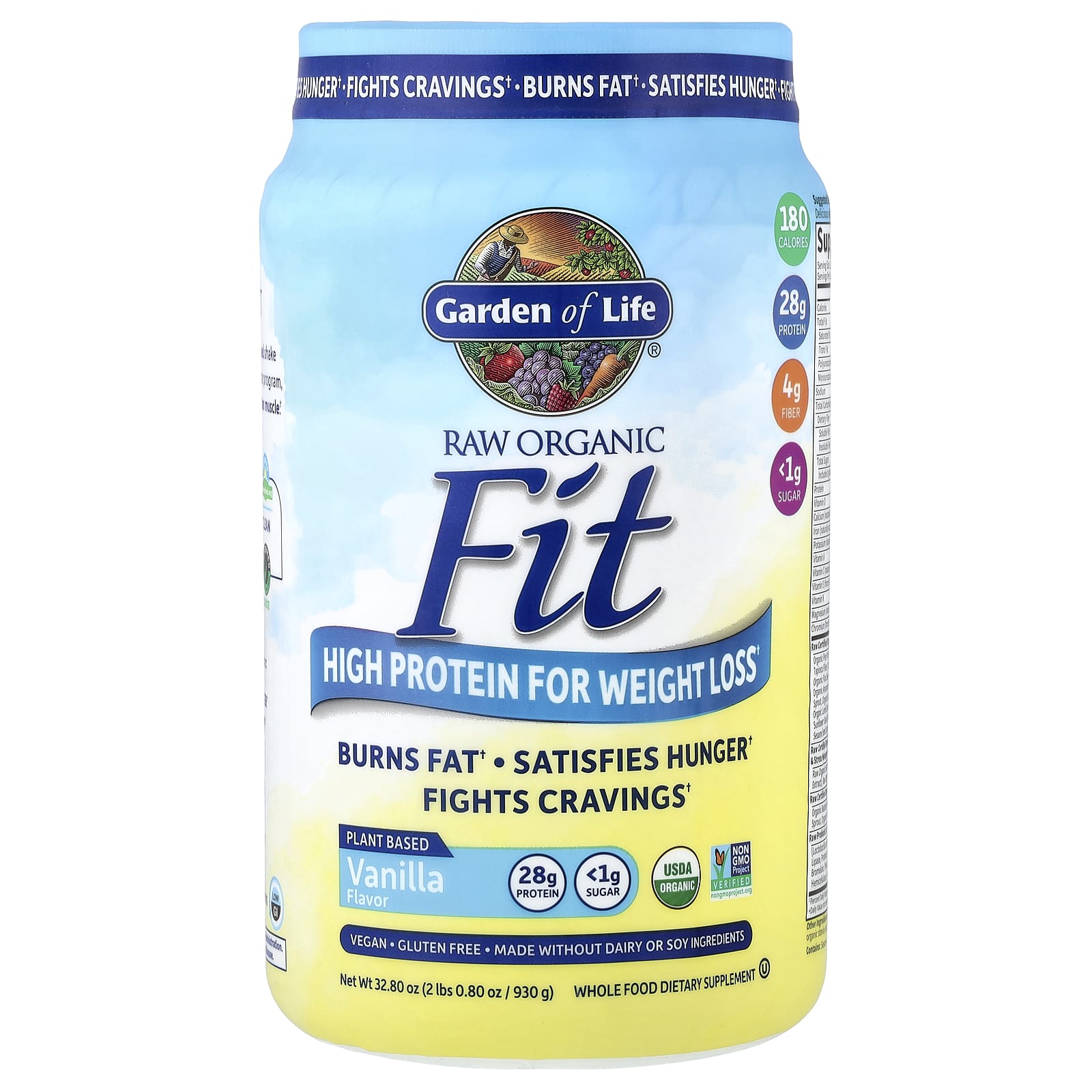 Протеин Garden of Life Raw Organic Fit High for Weight Loss, вкус Vanilla, 930 г