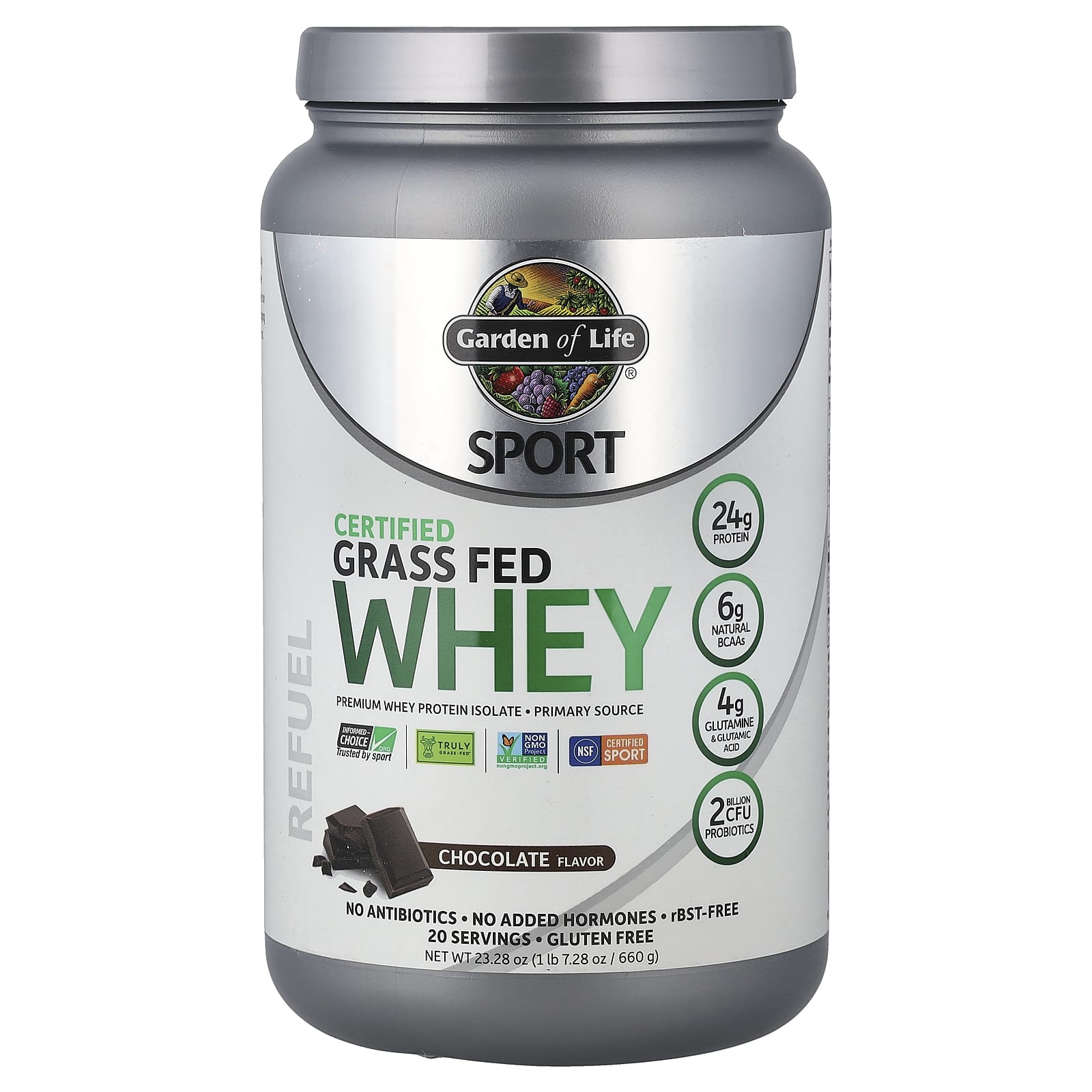 Шоколад Garden of Life Sport Certified Grass Fed Whey, вкус Chocolate, 660 г