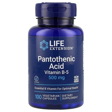 Пантотеновая кислота Life Extension Vitamin B-5, 500 мг, 100 растительных капсул