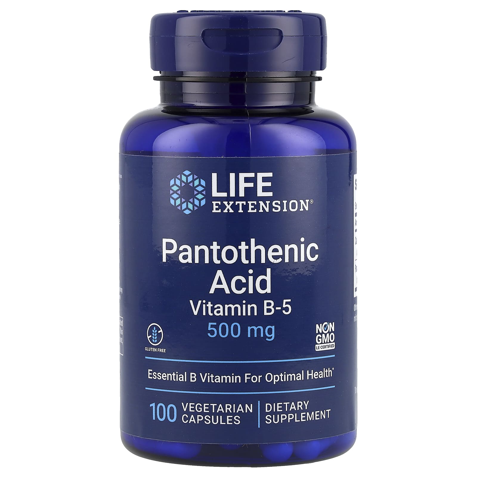 Пантотеновая кислота Life Extension Vitamin B-5, 500 мг, 100 растительных капсул