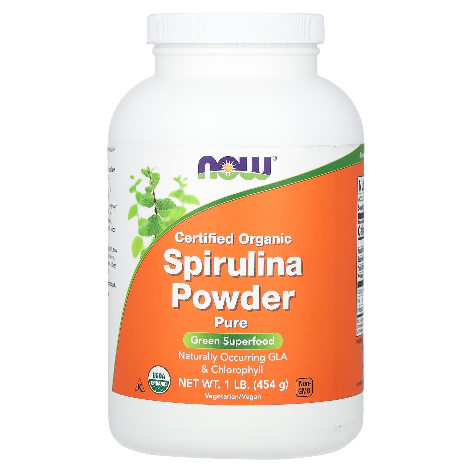 Спирулина NOW Foods Certified Organic Powder, 454 г, порошок