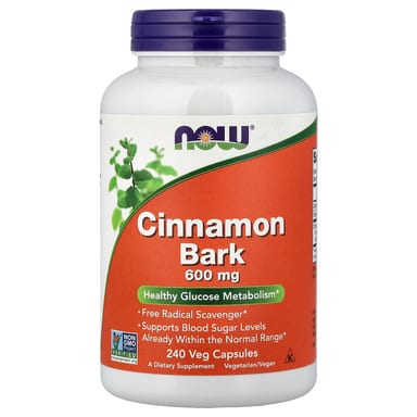 Корица NOW Foods, вкус Cinnamon Bark, 600 мг, 240 растительных капсул