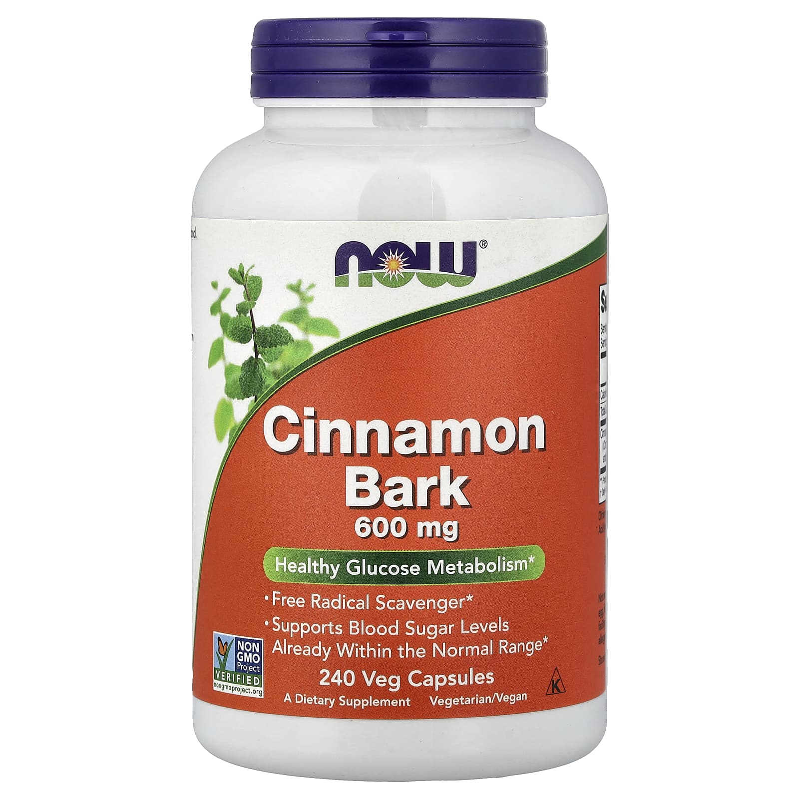Корица NOW Foods, вкус Cinnamon Bark, 600 мг, 240 растительных капсул
