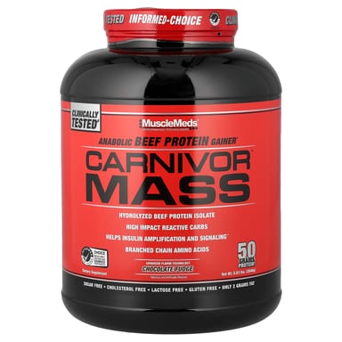 Шоколад MuscleMeds Carnivor Mass Anabolic Beef Protein Gainer, вкус Chocolate Fudge, 646 г