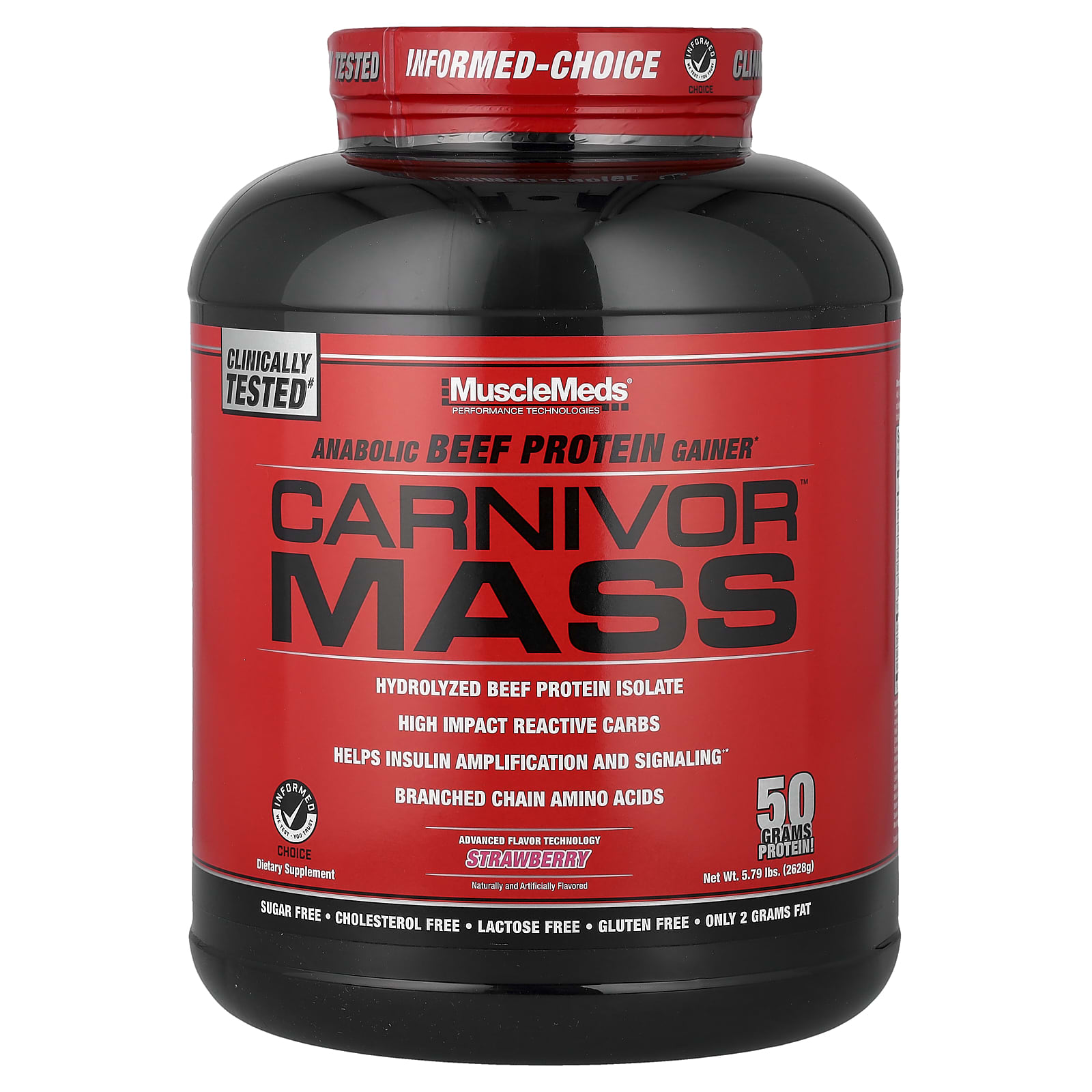 Протеин MuscleMeds Carnivor™ Mass Anabolic Beef Gainer, вкус Strawberry, 628 г