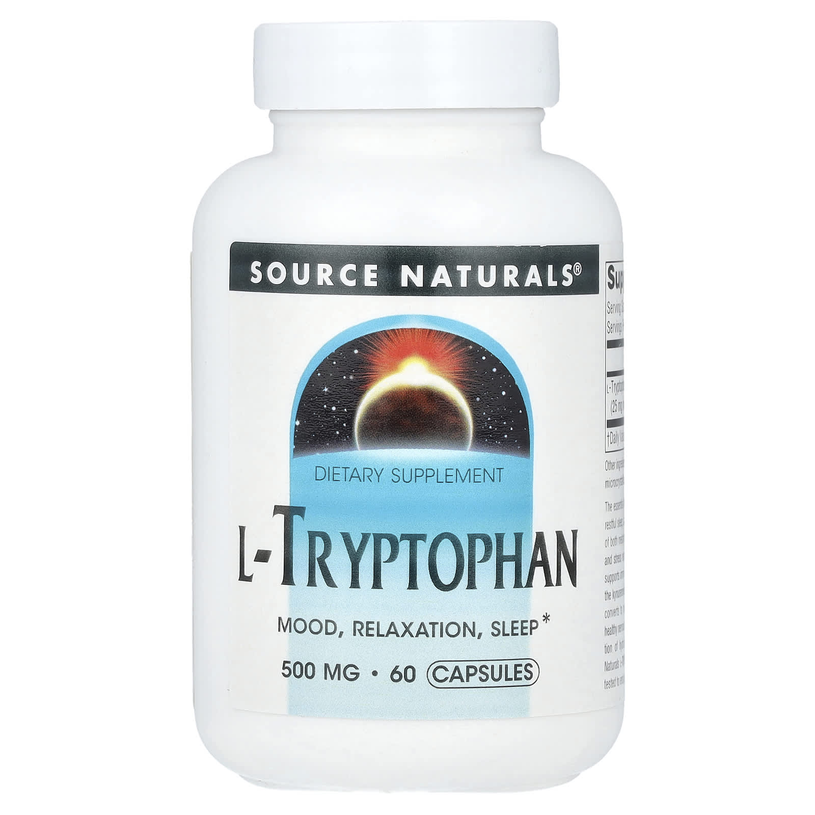 L-триптофан Source Naturals L-Tryptophan, 500 мг, 60 капсул