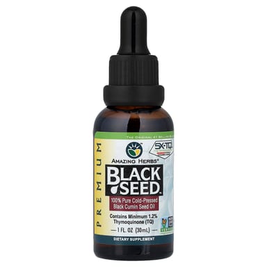 Кумин Amazing Herbs Premium Black Seed™ 100% Pure Cold-Pressed Black Oil, 30 мл, масло