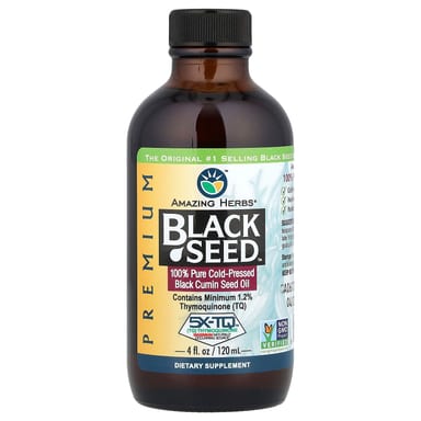 Кумин Amazing Herbs Premium Black Seed™ 100% Pure Cold-Pressed Black Oil, 120 мл, масло