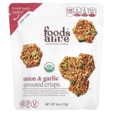 Пророщенные снеки Foods Alive Onion & Garlic, 113 г