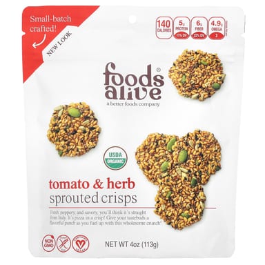 Пророщенные снеки Foods Alive Tomato & Herb, 113 г