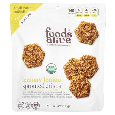 Пророщенные снеки Foods Alive, вкус Lemony Lemon, 113 г