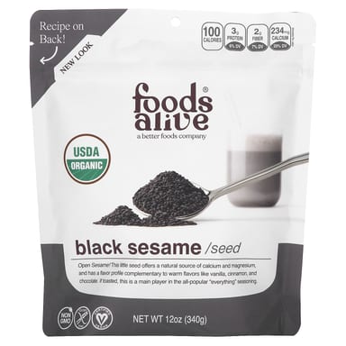Семена черного кунжута Foods Alive, 340 г