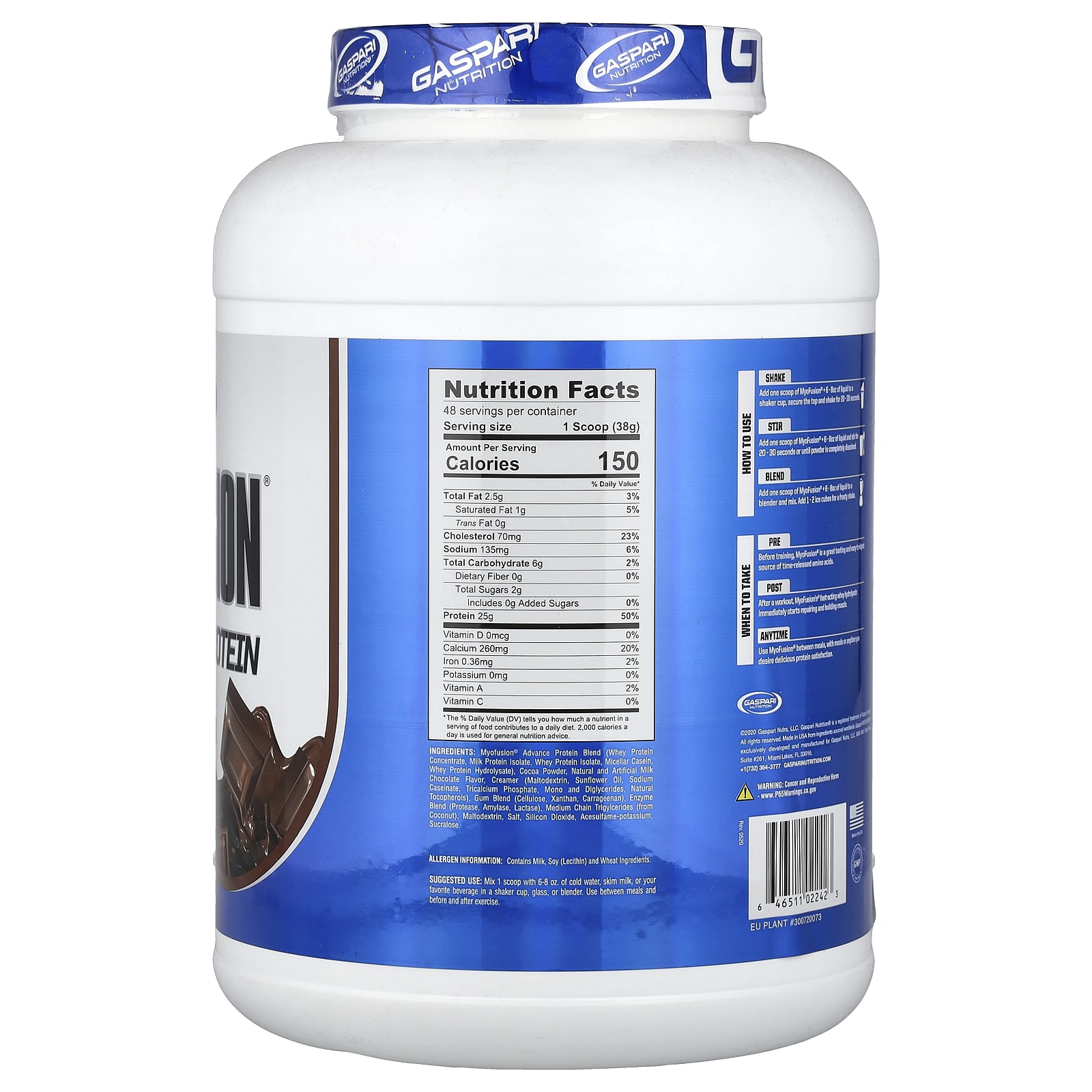 Шоколад Gaspari Nutrition MyoFusion® Advanced Protein, вкус Milk Chocolate, 1.81 кг — фото 2