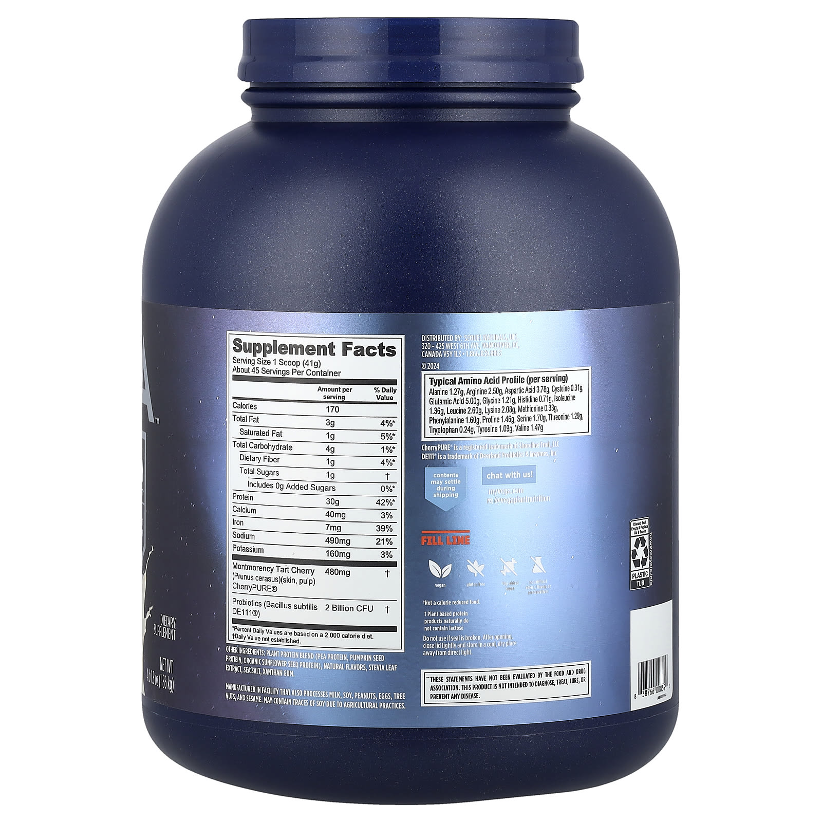 Протеин Vega Plant-Based Performance Recovery, вкус Creamy Vanilla, 1.86 кг — фото 2