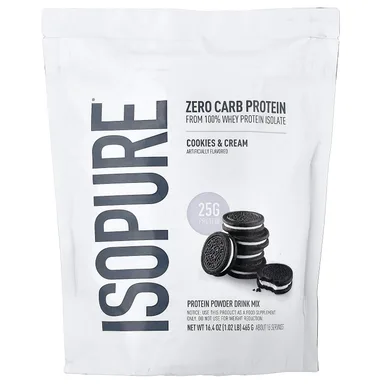 Фото товара: Протеиновый порошок Isopure Zero Carb Cookies & Cream, 465 г, 1.