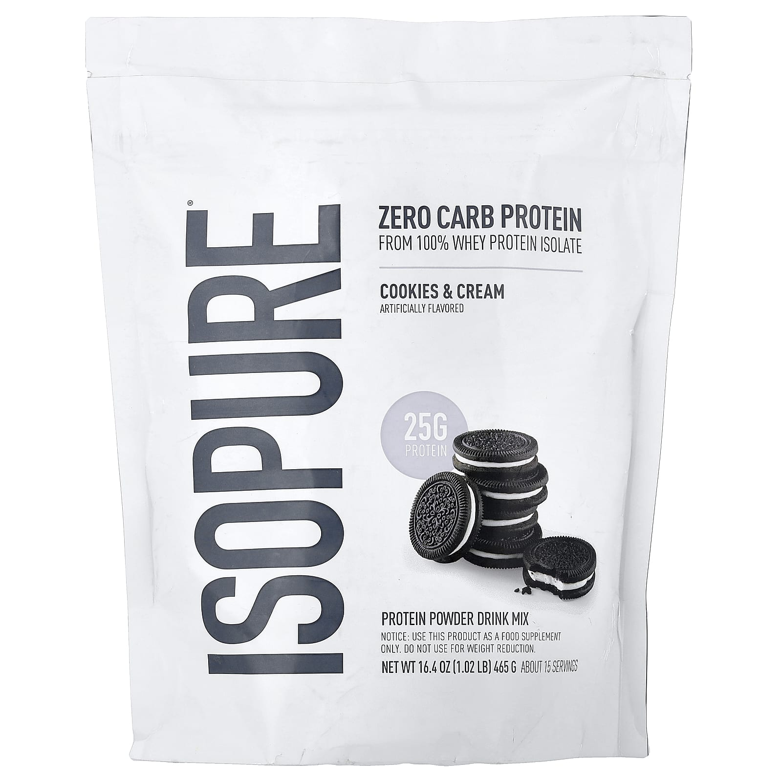 Протеиновый порошок Isopure Zero Carb Cookies & Cream, 465 г, 1.
