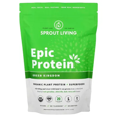 Фото товара: Растительный протеин Sprout Living Epic Protein® Organic Superfoods Green Kingdom, 456 г