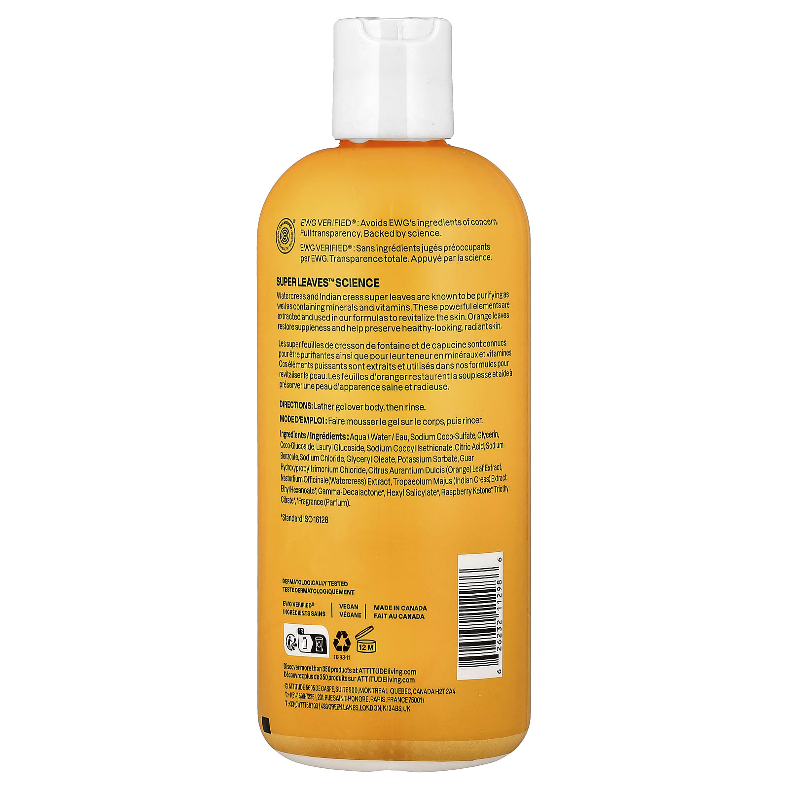 Гель для душа ATTITUDE Super Leaves™, вкус Orange Blossom & Eucalyptus, 473 мл — фото 2