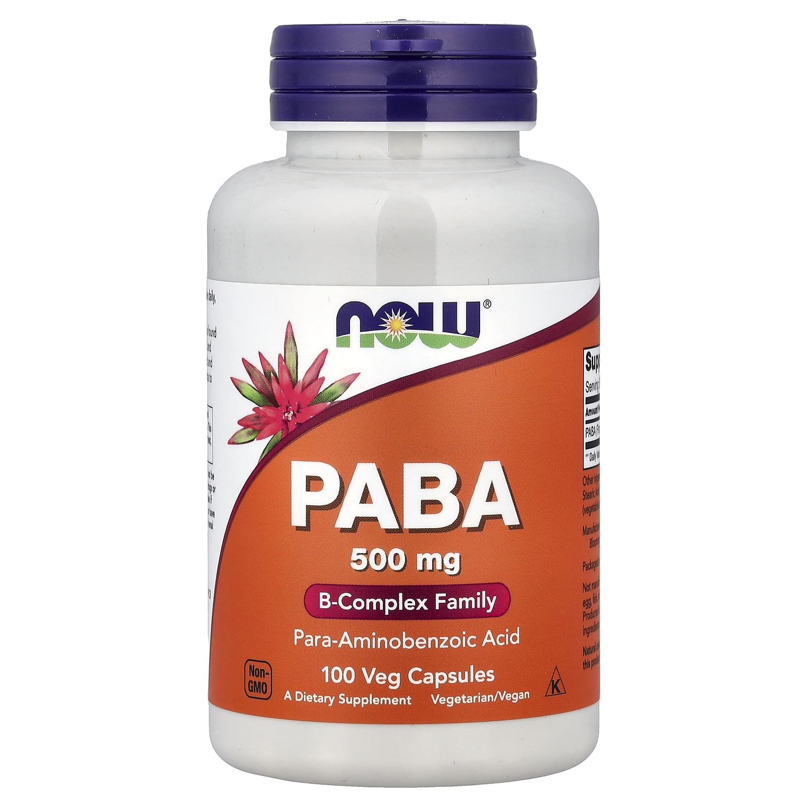 ПАБК NOW Foods, 500 мг, 100 растительных капсул