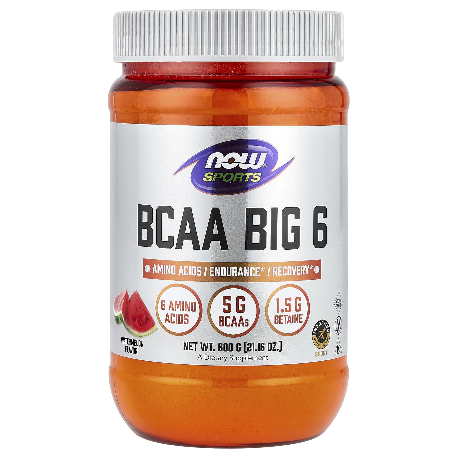 BCAA NOW Foods Sports Big 6, оттенок Watermelon, 600 г
